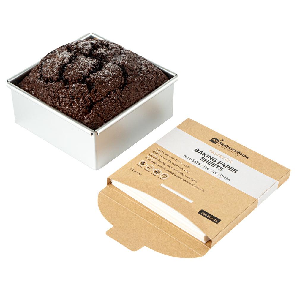 restaurantware Pastry Tek White Parchment Paper Baking Sheet - Precut Silicone Coated Compostable - 5" x 5" - 1000 count box