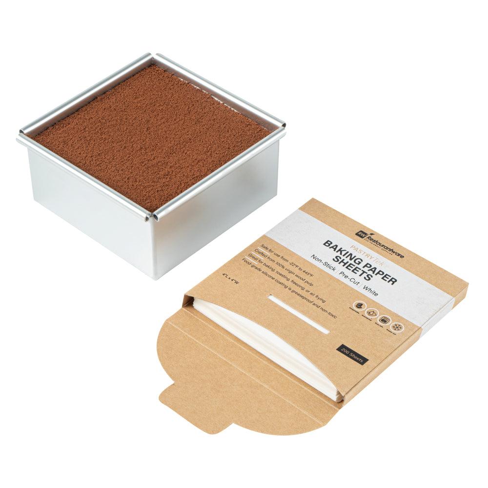 restaurantware Pastry Tek White Parchment Paper Baking Sheet - Precut Silicone Coated - 4" x 4" - 1000 count box