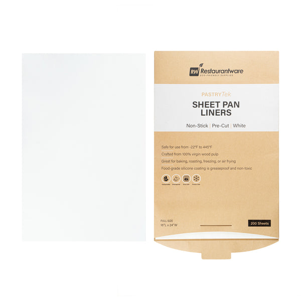 Restaurantware Pastry Tek White Parchment Paper Full Size Sheet Pan Liner - Silicone Coated Compostable - 16" X 24" - 1000 Count Box