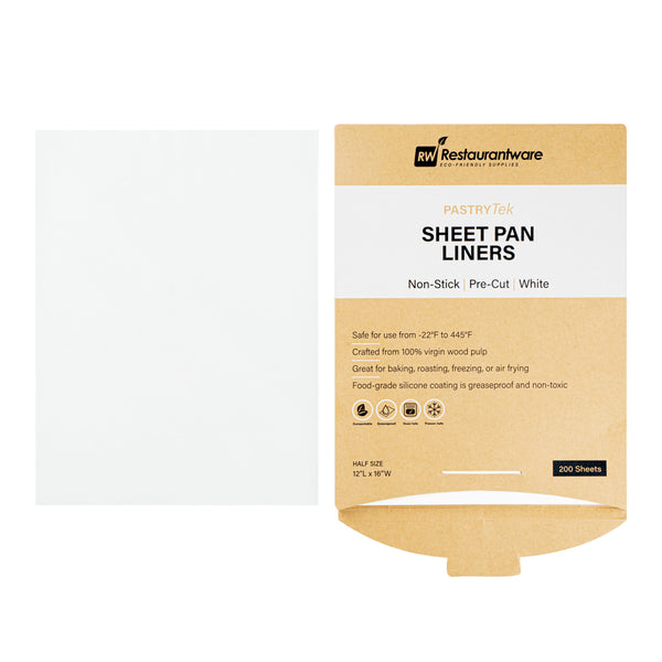 Restaurantware Pastry Tek White Parchment Paper Half Size Sheet Pan Liner - Silicone Coated - 12" X 16" - 1000 Count Box