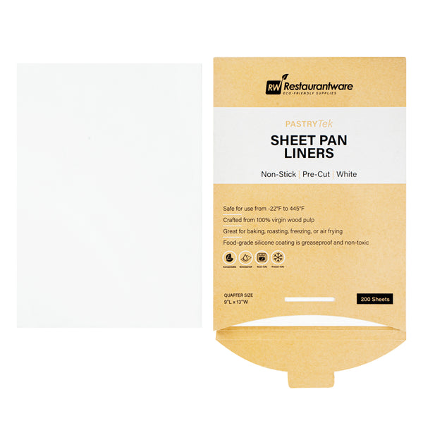 Restaurantware Pastry Tek White Parchment Paper Quarter Size Sheet Pan Liner - Silicone Coated - 9" X 13" - 1000 Count Box