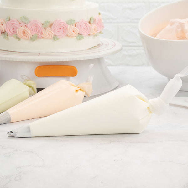Restaurantware Pastry Tek White Silicone Pastry Piping Bag - 16" X 8 3/4" - 2 Count Box