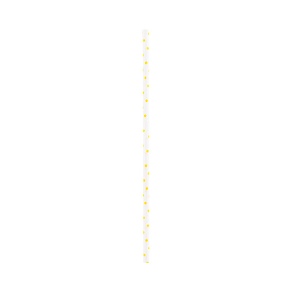 Restaurantware Pastry Tek Yellow Paper Cake Pop And Lollipop Stick - Polka Dots Biodegradable - 6" X 5/32" - 100 Count Box