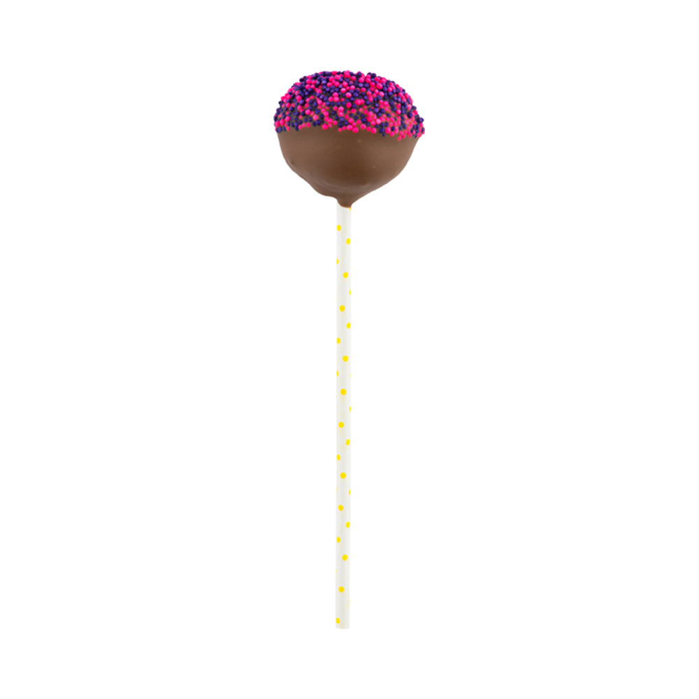 restaurantware Pastry Tek Yellow Paper Cake Pop and Lollipop Stick - Polka Dots Biodegradable - 6" x 5/32" - 100 count box