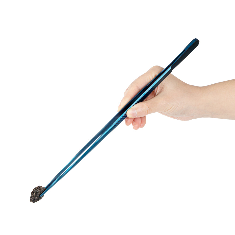 restaurantware Perfect Point Titanium Blue Stainless Steel Long Straight Tweezers - 11 3/4" x 3/4" - 1 count box