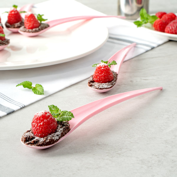 Restaurantware Pink Plastic Deco Party Spoon - 8" - 500 Count Box