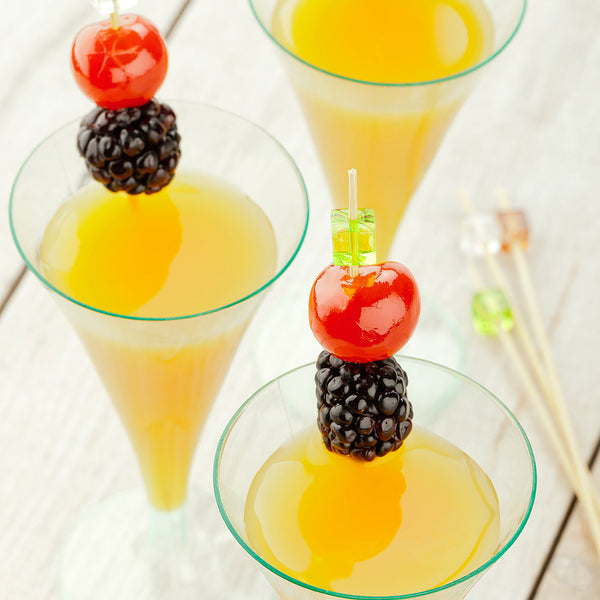 Restaurantware Pixy Assorted Bamboo Acrylic Block Skewer - 6" X 1/2" X 1/2" - 1000 Count Box