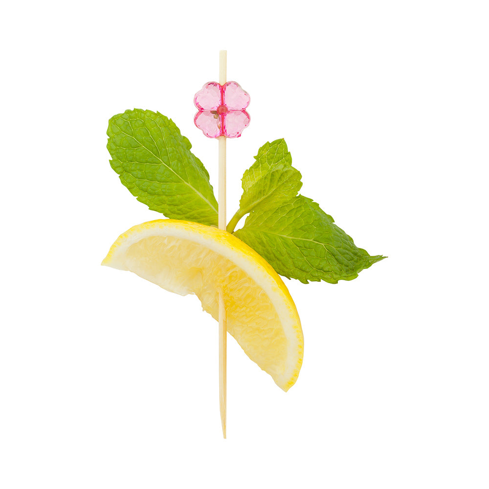 restaurantware Pixy Assorted Bamboo Acrylic Flower Pick - 4" x 1/2" - 1000 count box