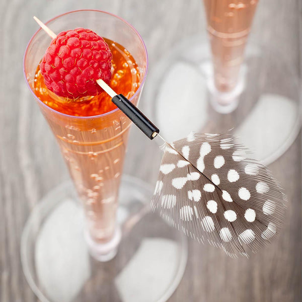 Restaurantware Pixy Assorted Bamboo Color Camo Feather Pick - 4" - 500 Count Box