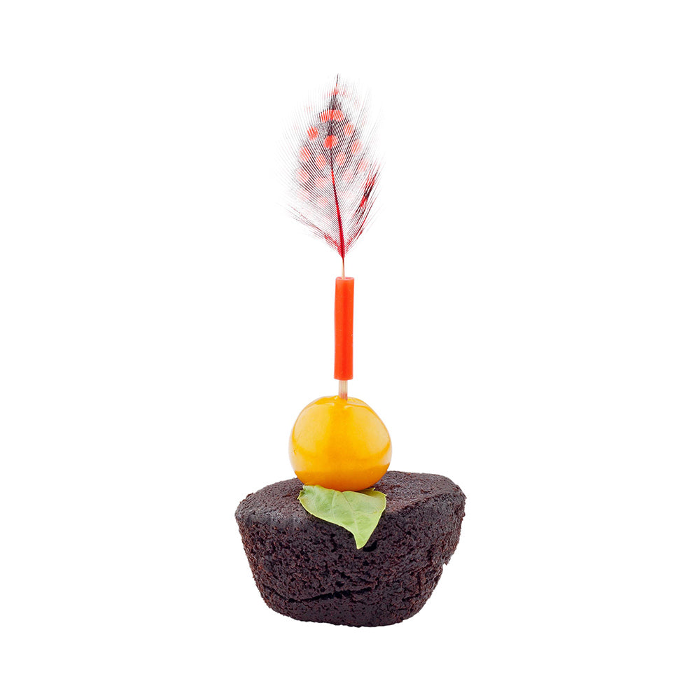 restaurantware Pixy Assorted Bamboo Color Camo Feather Pick - 4" - 500 count box