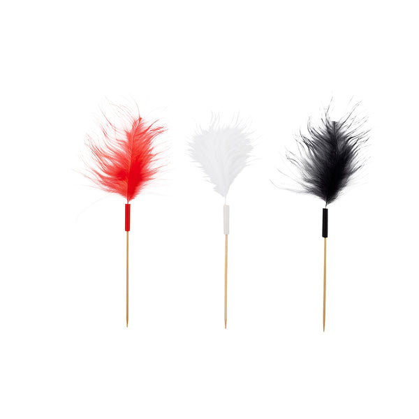 Restaurantware Pixy Assorted Bamboo Fuzzy Wuzzy Feather Skewer - 6" - 500 Count Box