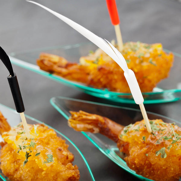 Restaurantware Pixy Assorted Bamboo Quill Feather Pick - 4" - 500 Count Box