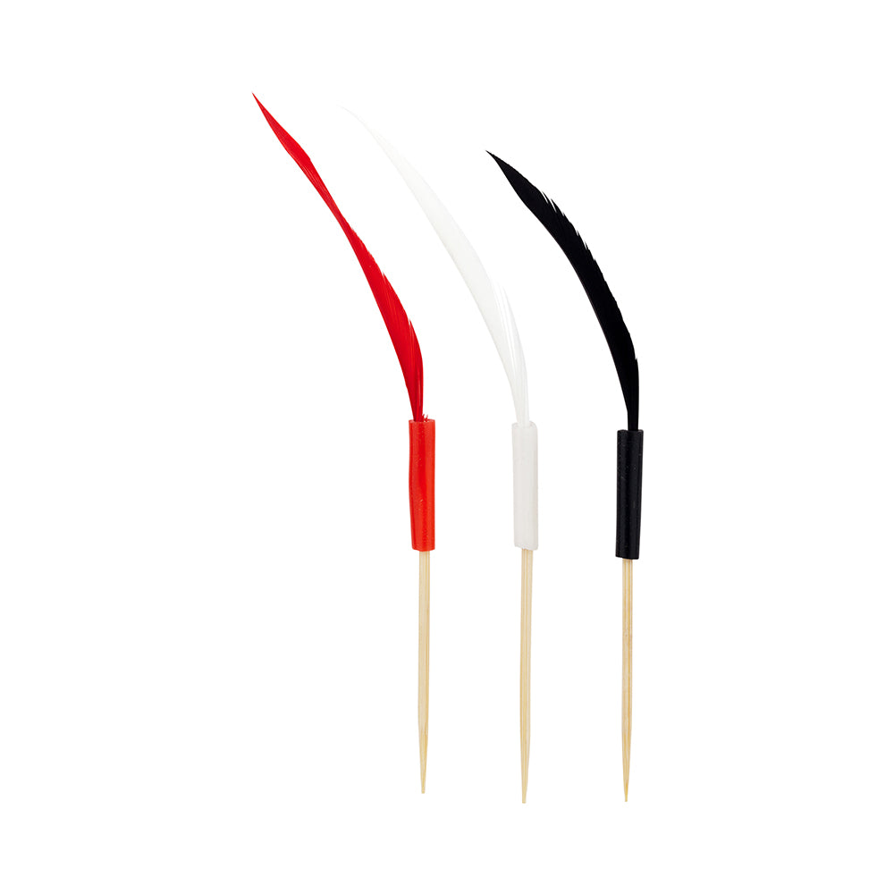 restaurantware Pixy Assorted Bamboo Quill Feather Pick - 4" - 500 count box