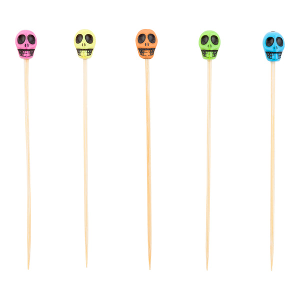 Restaurantware Pixy Assorted Bamboo Skull Pick - 4" - 1000 Count Box