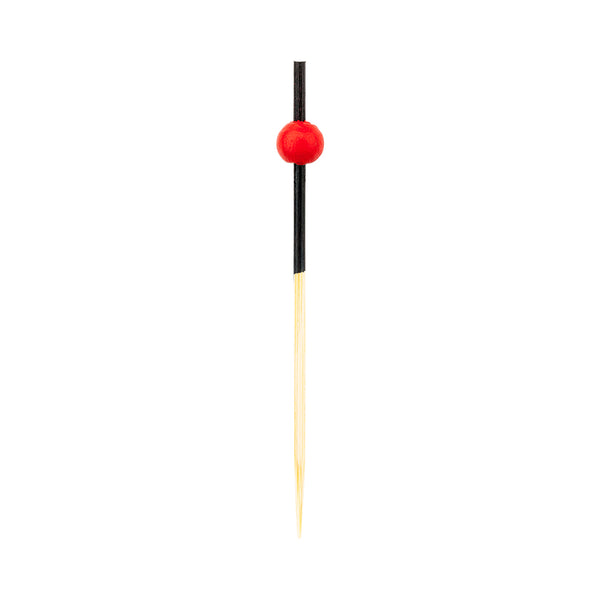 Restaurantware Pixy Black And Red Bamboo Short Mini Ball Pick - 2 1/2" - 1000 Count Box