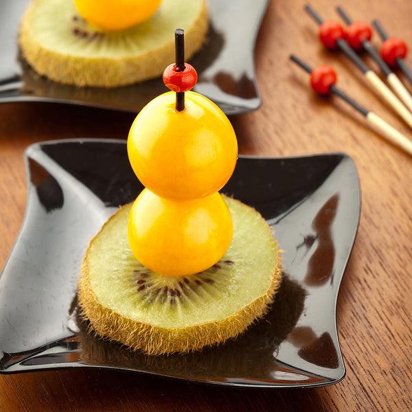 Restaurantware Pixy Black And Red Bamboo Short Mini Ball Pick - 2 1/2" - 1000 Count Box