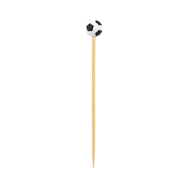 Restaurantware Pixy Black And White Bamboo Soccer Ball Pick - 4" X 1/2" X 1/2" - 1000 Count Box