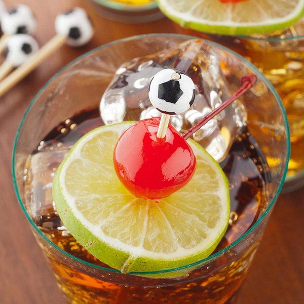 Restaurantware Pixy Black And White Bamboo Soccer Ball Pick - 4" X 1/2" X 1/2" - 1000 Count Box