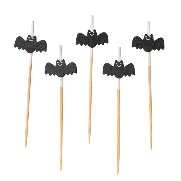 Restaurantware Pixy Black Bamboo Happy Bat Pick - 3 1/2" - 1000 Count Box