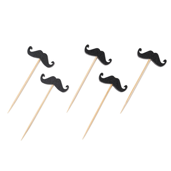 Restaurantware Pixy Black Bamboo Moustache Pick - 2 3/4" - 1000 Count Box