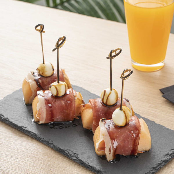 Restaurantware Pixy Black Bamboo Twisted Knot Pick - 4" X 1/2" - 1000 Count Box