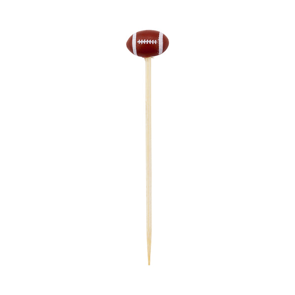 Restaurantware Pixy Brown And White Bamboo Football Pick - Hand-Painted - 4" X 3/4" X 1/2" - 1000 Count Box