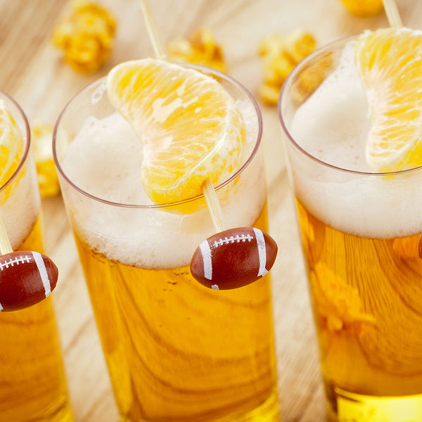 Restaurantware Pixy Brown And White Bamboo Football Pick - Hand-Painted - 4" X 3/4" X 1/2" - 1000 Count Box