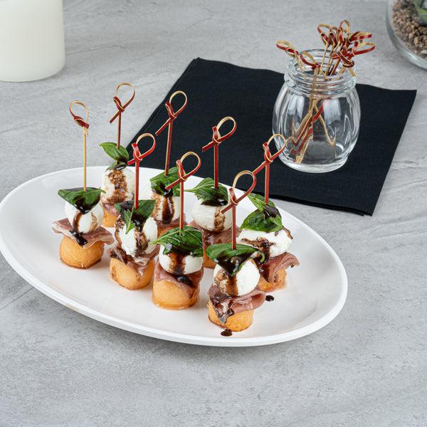 Restaurantware Pixy Brown Bamboo Knotted Pick - 4" X 1/2" - 1000 Count Box