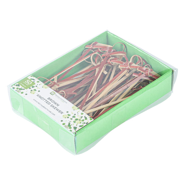 Restaurantware Pixy Brown Bamboo Knotted Pick - Retail Pack - 4" - 50 Count X 10 Boxes