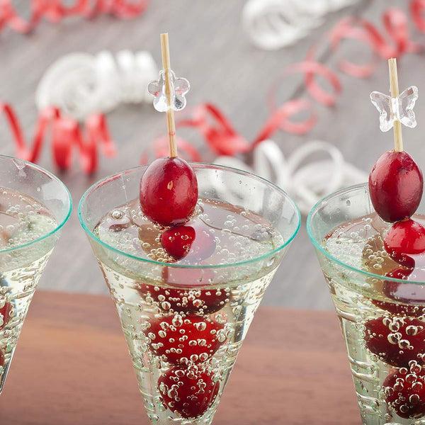 Restaurantware Pixy Clear Acrylic Bead Bamboo Pick - Assorted Styles - 3 1/2" X 1/2" X 1/2" - 1000 Count Box