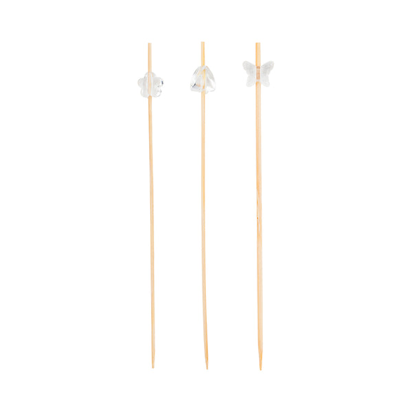 Restaurantware Pixy Clear Bamboo Acrylic Bead Skewer - Assorted Styles - 6" - 1000 Count Box