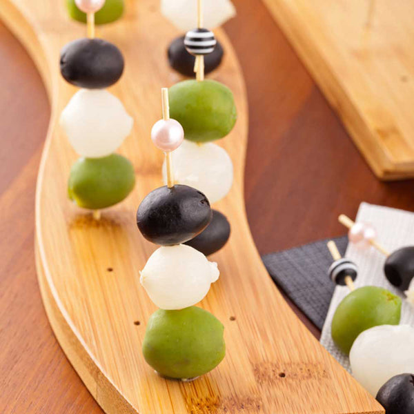 Restaurantware Pixy Curved Natural Bamboo Pick Stand / Skewer Holder - 20 Holes - 12 1/2" X 4" X 1" - 1 Count Box