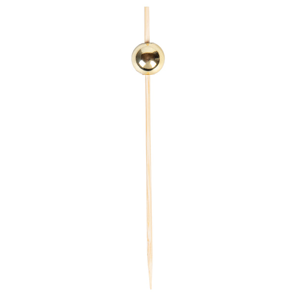 Restaurantware Pixy Gold Bamboo Sphere Pick - 4" - 1000 Count Box
