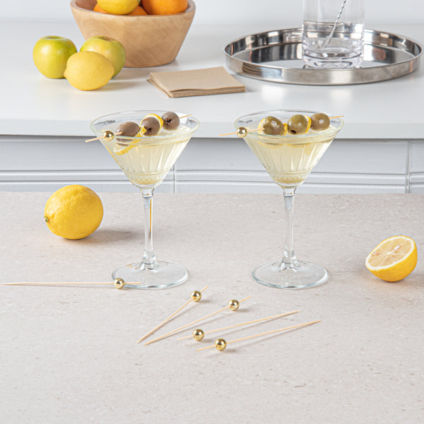 Restaurantware Pixy Gold Bamboo Sphere Skewer - 6" - 1000 Count Box