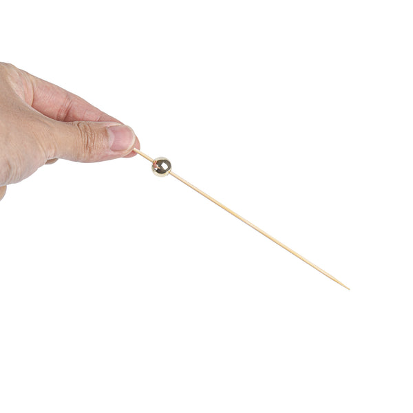 Restaurantware Pixy Gold Bamboo Sphere Skewer - 6" - 1000 Count Box
