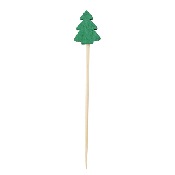 Restaurantware Pixy Green Bamboo Christmas Tree Pick - 3 1/2" - 1000 Count Box