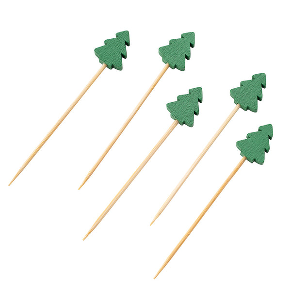 Restaurantware Pixy Green Bamboo Christmas Tree Pick - 3 1/2" - 1000 Count Box