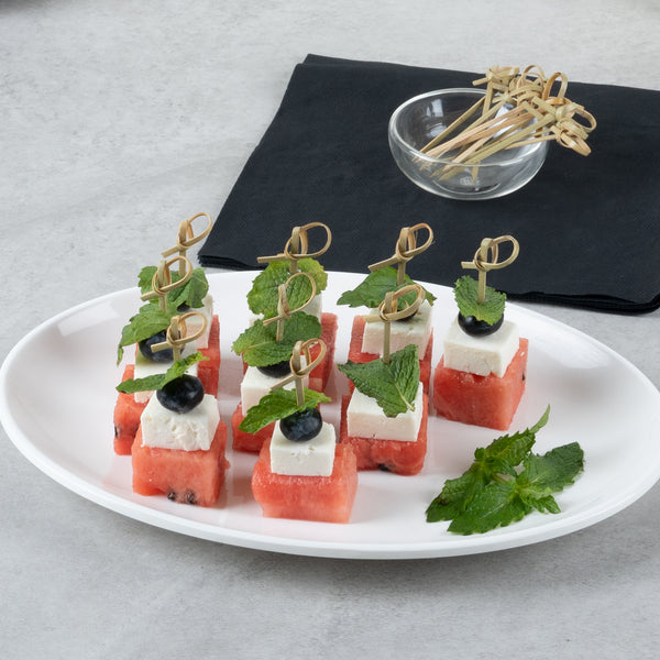 Restaurantware Pixy Munchkin Natural Bamboo Knotted Pick - 2 1/2" X 1/2" X 1/2" - 1000 Count Box