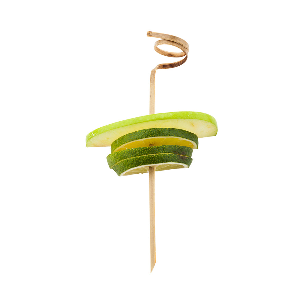 restaurantware Pixy Natural Bamboo Curly Skewer - 6" x 3/4" x 3/4" - 1000 count box