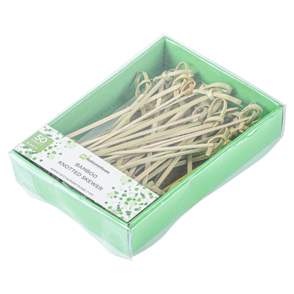 Restaurantware Pixy Natural Bamboo Knotted Pick - Retail Pack - 4" - 50 Count X 10 Boxes