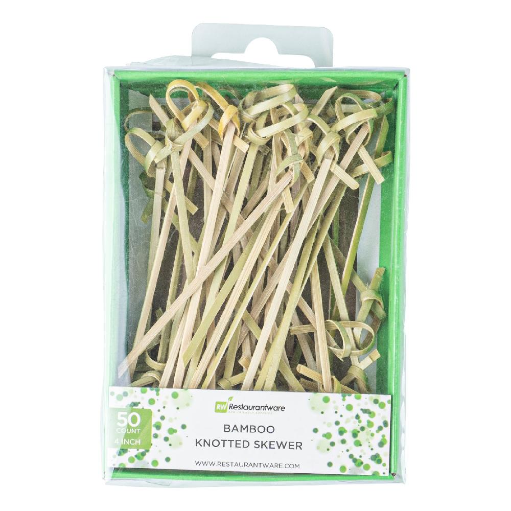 restaurantware Pixy Natural Bamboo Knotted Pick - Retail Pack - 4" - 50 count x 10 boxes