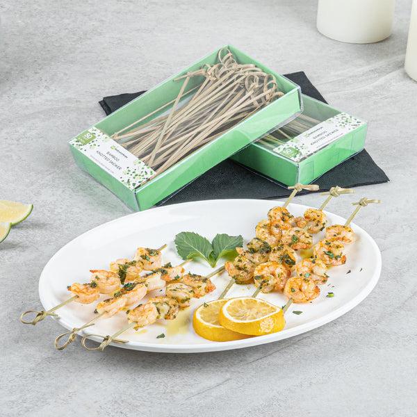 Restaurantware Pixy Natural Bamboo Knotted Skewer - Retail Pack - 6" - 50 Count X 10 Boxes