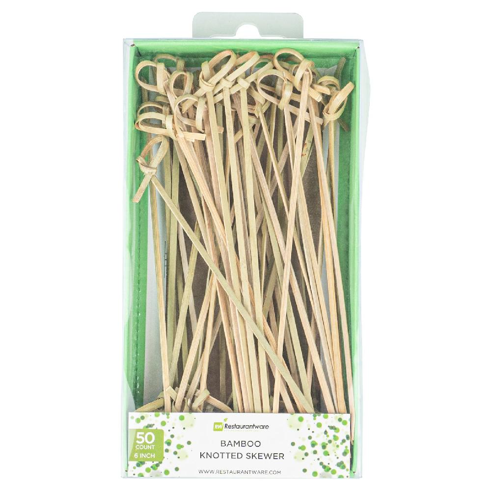 restaurantware Pixy Natural Bamboo Knotted Skewer - Retail Pack - 6" - 50 count x 10 boxes