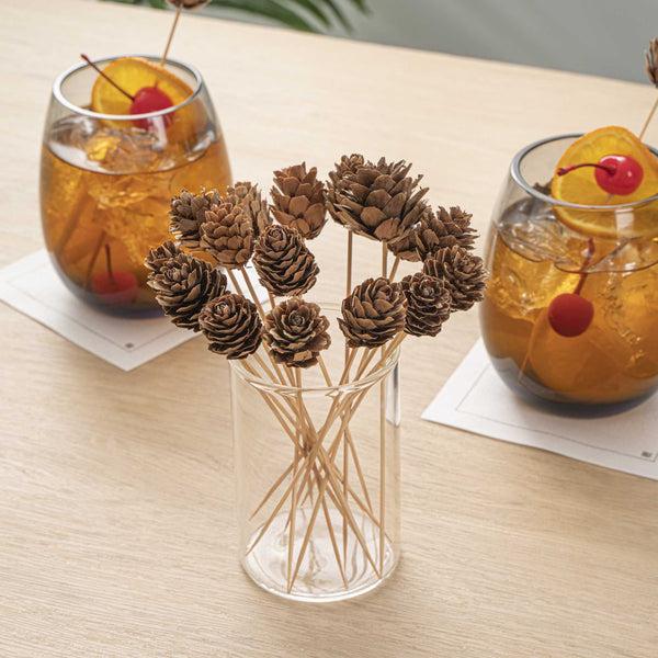 Restaurantware Pixy Natural Bamboo Mini Pine Cone Skewer - 6" X 3/4" X 3/4" - 500 Count Box
