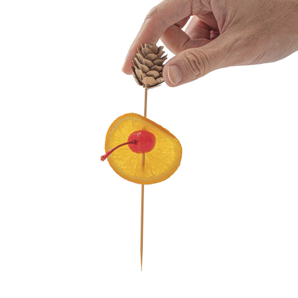 Restaurantware Pixy Natural Bamboo Mini Pine Cone Skewer - 6" X 3/4" X 3/4" - 500 Count Box