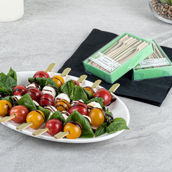 Restaurantware Pixy Natural Bamboo Paddle Pick - Retail Pack - 4" - 50 Count X 10 Boxes