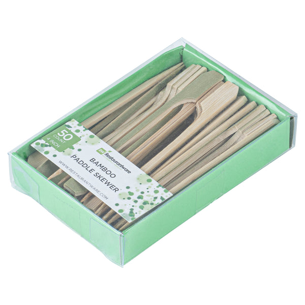 Restaurantware Pixy Natural Bamboo Paddle Pick - Retail Pack - 4" - 50 Count X 10 Boxes