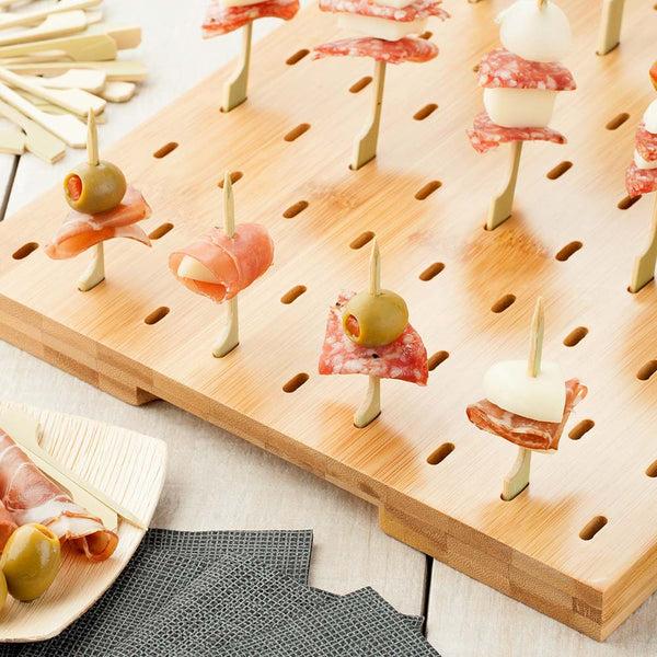 Restaurantware Pixy Natural Bamboo Paddle Pick Stand / Skewer Holder - 90 Holes - 14 1/4" X 10" X 1" - 1 Count Box
