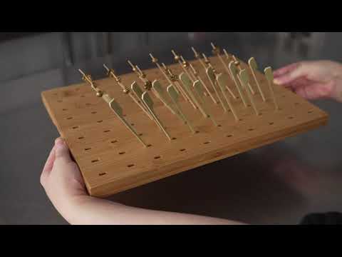 Restaurantware Pixy Natural Bamboo Paddle Pick Stand / Skewer Holder - 90 Holes - 14 1/4" X 10" X 1" - 1 Count Box