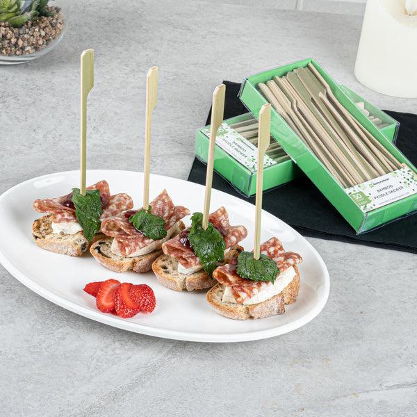 Restaurantware Pixy Natural Bamboo Paddle Skewer - Retail Pack - 6" - 50 Count X 10 Boxes